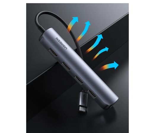  Адаптер UGreen CM417 (20197) USB-C to 4*USB 3.0+HDMI Adapter серый 