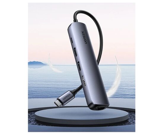  Адаптер UGreen CM417 (20197) USB-C to 4*USB 3.0+HDMI Adapter серый 