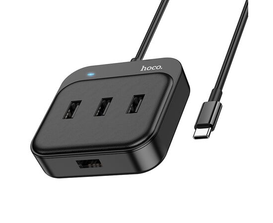  USB HUB разветвитель HOCO HB31 Easy 4 в 1 Type-C (m) - 4xUSB2.0 (f), 20 см, черный 