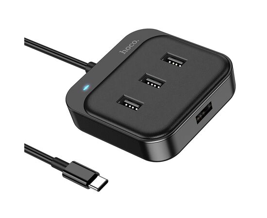  USB HUB разветвитель HOCO HB31 Easy 4 в 1 Type-C (m) - 4xUSB2.0 (f), 20 см, черный 