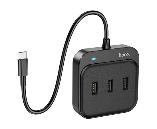  USB HUB разветвитель HOCO HB31 Easy 4 в 1 Type-C (m) - 4xUSB2.0 (f), 20 см, черный 