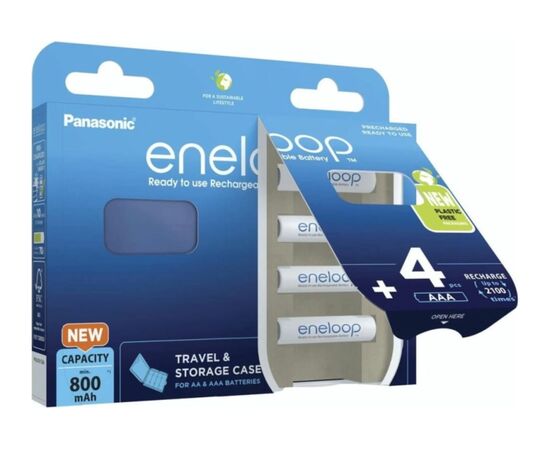  Аккумулятор PANASONIC   eneloop BK-4MCDEC4BE 800mAh AAA  R03 +футляр BL4 (4/40) 