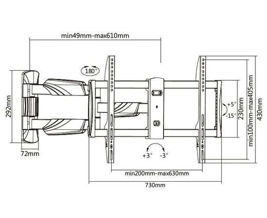  Кронштейн Digis DSM-5063 (37"-70" 35кг 200x200, 400x200, 300x300, 400x400, 600х400) 