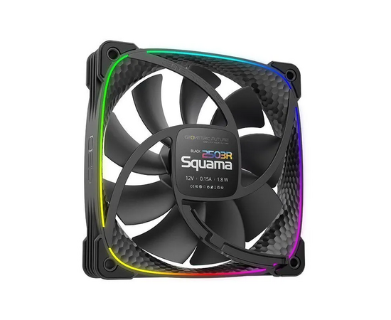  Вентилятор Geometric Future Squama 2503RB (1F2503R112001) Single Pack / 120mm, 2000 RPM, 69.11 CFM, 30.92 dBA, 5V ARGB, Black, Reverse 