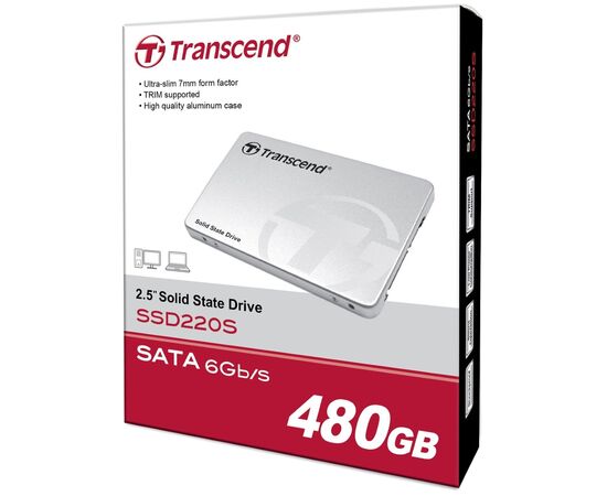  Внутренний SSD  Transcend  480GB  220S, SATA-III, R/W - 450/550 MB/s, 2.5", SM2256, TLC 