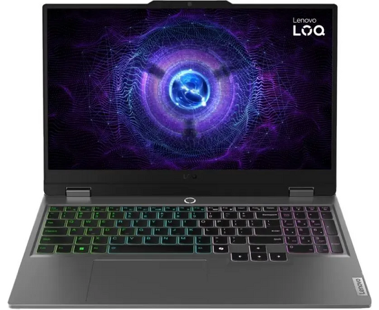  Ноутбук LENOVO LOQ 15IAX9 (83GS00EKRK) 15.6" 1920x1080/Intel Core i5 12450HX/RAM 24Гб/SSD 512Гб/RTX 4060 6Гб/EngRus/DOS серый 2.38 кг 