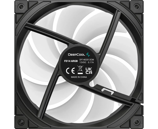  Вентилятор DEEPCOOL FD14 ARGB 140x140x25мм (PWM, ARGB, черный, 400-1650об/мин) Color BOX 