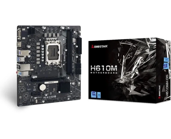  MB s1700 BIOSTAR H610MH D5 Intel H610, 2xDDR5-5600 МГц, 1xPCI-Ex16, 1xM.2, Micro-ATX 