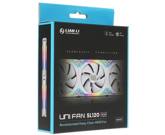  Вентилятор Lian Li UNI Fan SL120 White (G99.12UF1W.R0) /UF-SL120-1W/ 120x120x25мм (PWM, ARGB, 800-1900 об/мин, 31dBa) 
