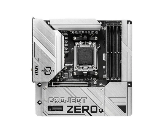  MB sAM5 MSI B650M Project Zero, AMD B650, 4xDDR5-4800 МГц, 1xPCI-Ex16, 2xM.2, Micro-ATX (BC) 