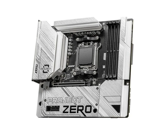  MB sAM5 MSI B650M Project Zero, AMD B650, 4xDDR5-4800 МГц, 1xPCI-Ex16, 2xM.2, Micro-ATX (BC) 