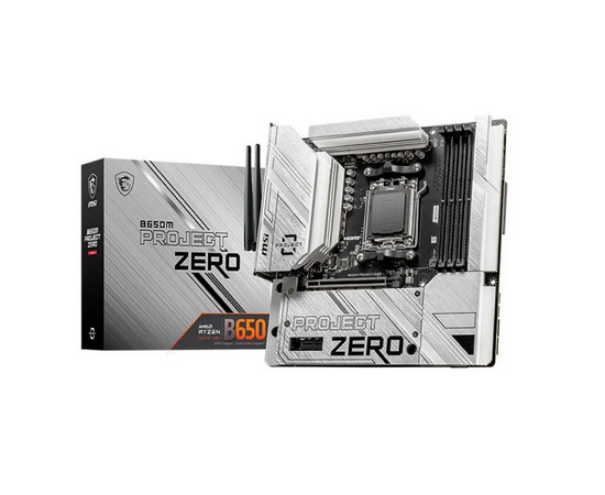  MB sAM5 MSI B650M Project Zero, AMD B650, 4xDDR5-4800 МГц, 1xPCI-Ex16, 2xM.2, Micro-ATX (BC) 