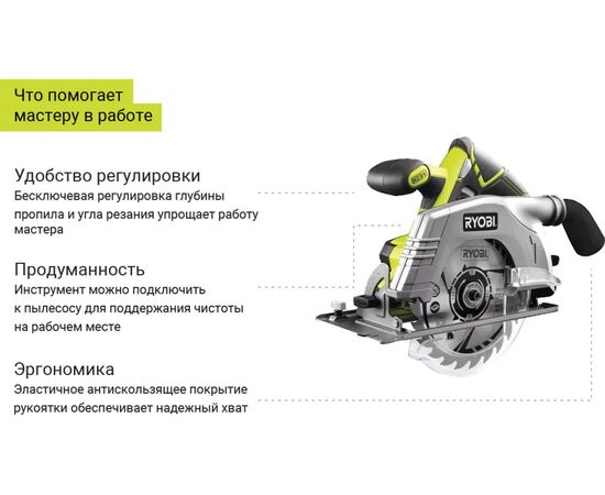  Пила дисковая Ryobi One+ R18CS-0 (5133002338) без АКБ и ЗУ 