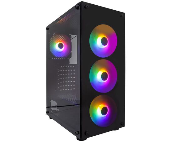  Корпус 1STPLAYER Fire Dancing V3-B (V3-B-4F1)/ATX, TG/4x120mm LED fans inc. 