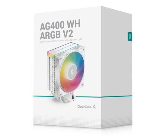  Кулер DEEPCOOL AG400 WH ARGB V2 LGA1851/1700/1200/115X/AM5/AM4 (TDP 220W, PWM, ARGB Fan 120mm, 4 тепл. трубки, белый) Ret 