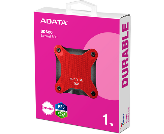  SSD A-DATA SD620 (SD620-1TCRD) 1TB, External, USB 3.2, R/W -550/500 MB/s красный 