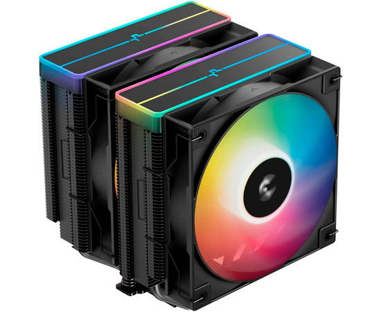  Кулер DEEPCOOL AG620 BK ARGB V2 LGA20XX/1700/1200/115X/AM5/AM4 (TDP 260W, PWM, ARGB Dual Fan 120mm, 6 тепл. трубок, черный) Ret 