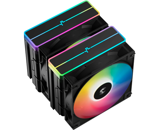  Кулер DEEPCOOL AG620 BK ARGB V2 LGA20XX/1700/1200/115X/AM5/AM4 (TDP 260W, PWM, ARGB Dual Fan 120mm, 6 тепл. трубок, черный) Ret 