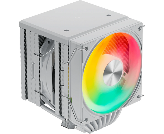  Кулер upHere UE2TC8 White ARGB / 8HPx6mm, 280W TDP, dual tower, 2x120mm ARGB fans, 600-1650RPM, 68 CFM, 25dBA 