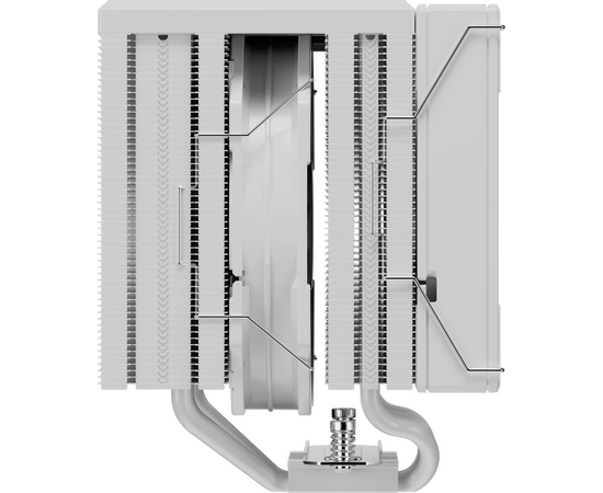  Кулер upHere UE2TC8 White ARGB / 8HPx6mm, 280W TDP, dual tower, 2x120mm ARGB fans, 600-1650RPM, 68 CFM, 25dBA 